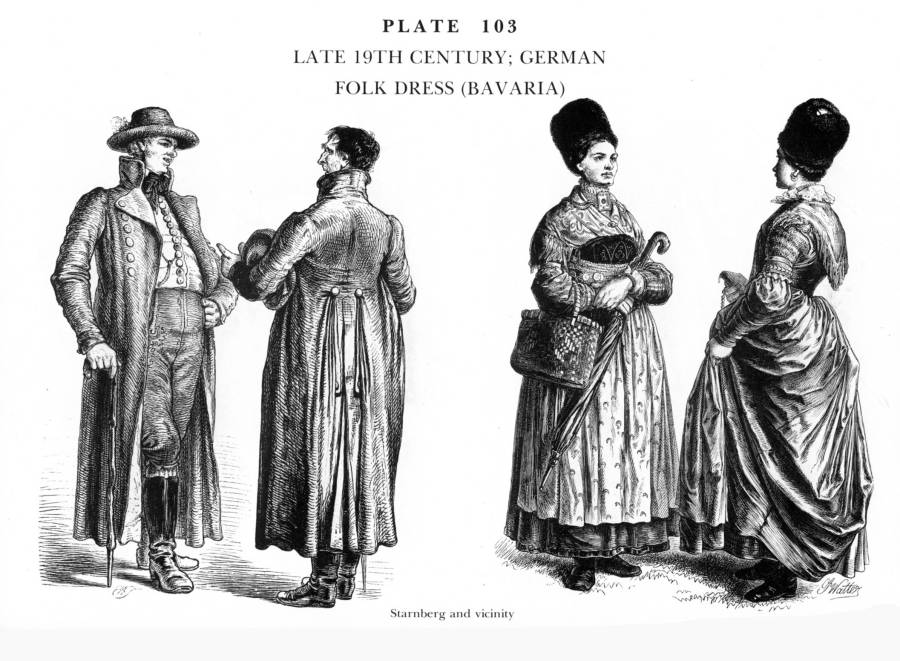 Planche 103a Fin XIXe Siecle - Habits traditionnels Allemands - Late 19Th century German Folk Dress.jpg